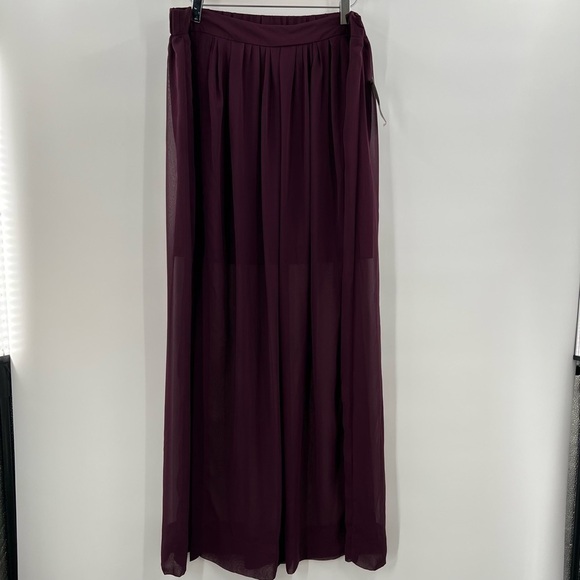 Worthington Eggplant Simi Sheer Maxi Skirt Ladies Large NEW - Picture 3 of 9